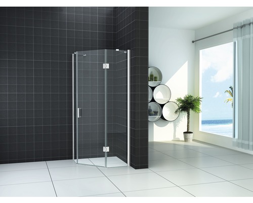 Douchecabine vijfhoek Clear Nano 90x200 cm