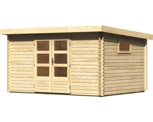 Houten tuinhuis met dubbele deur en raam