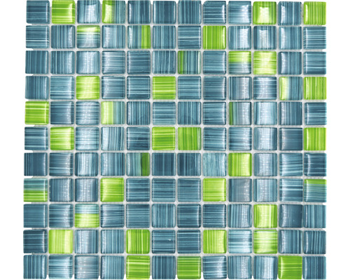 Mozaïektegel glas XCM 8250 groen/blauw mix 30,5x32,5 cm