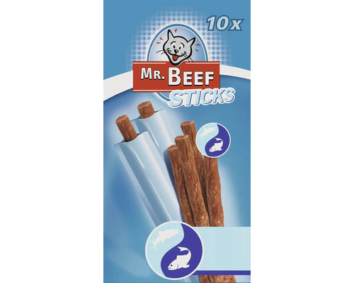 MR. BEEF Kattensnack sticks zalm en forel 10 st Mr Beef Sticks voor katten, 10 stuks