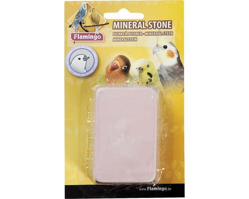 Flamingo mineralensteen voor siervogels in verpakking