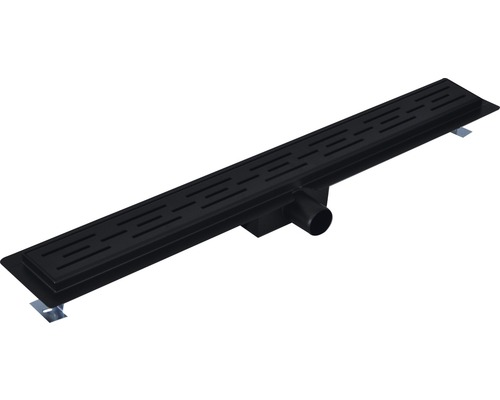 Zwarte douchegoot met rooster en afvoer