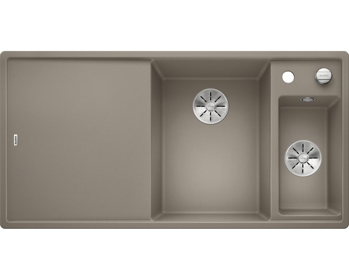 Spoelbak met afdruiprek en twee wasbakken