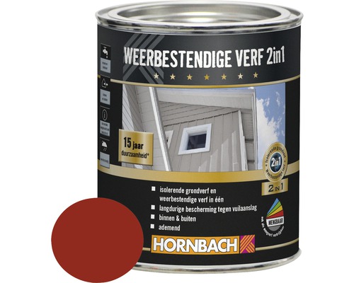 HORNBACH Weerbestendige verf 2in1 rood 750 ml