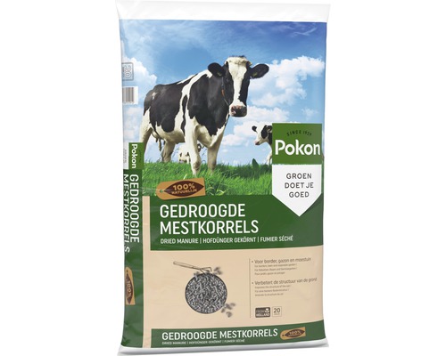 Pak Pokon gedroogde mestkorrels met koe afbeelding