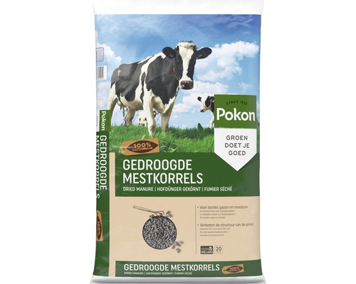 POKON Gedroogde mestkorrels koemestkorrels 20 kg Pak Pokon gedroogde mestkorrels