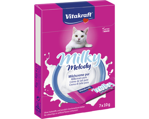 VITAKRAFT Kattenmelk Milky melody pure 7 x 10 gr Vitakraft Milky Melody melkcrème puur voor katten, verpakking met zeven porties
