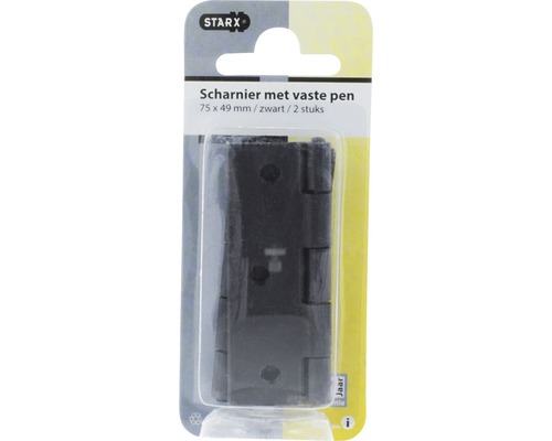 Starx scharnier met vaste pen, 75 x 49 millimeter, 2 stuks