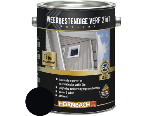 HORNBACH Weerbestendige verf 2in1 zwart 2,5 l