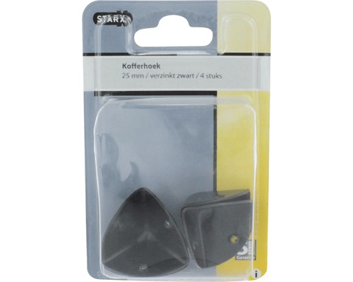 Kofferhoek 25 mm verzinkt zwart, 4 stuks