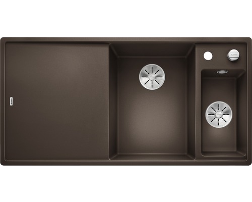 BLANCO Spoelbak Axia III 6 S cafe 51x100 cm Spoelbak van silgranit met afdruiprek en twee spoelbakken