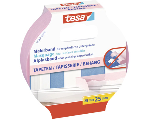 Tesa schilderstape voor gevoelige oppervlakken, 25 millimeter maal 25 meter