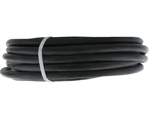 Zwarte elektriciteitskabel, opgerold en vastgezet met kabelbinder