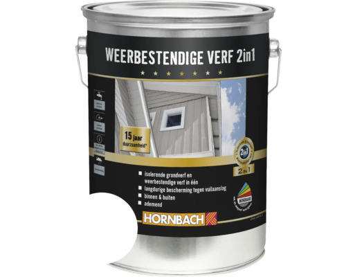 HORNBACH Weerbestendige verf 2in1 wit 5 l