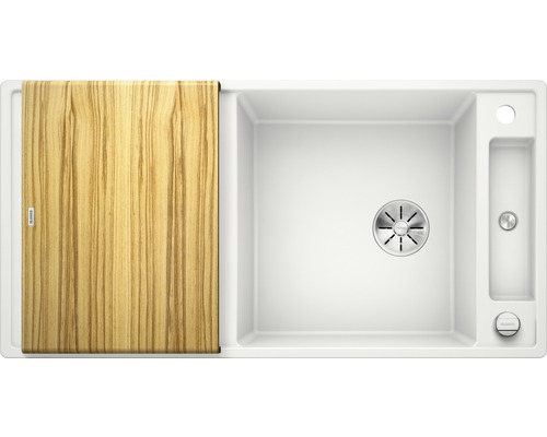 Spoelbak met houten snijplank