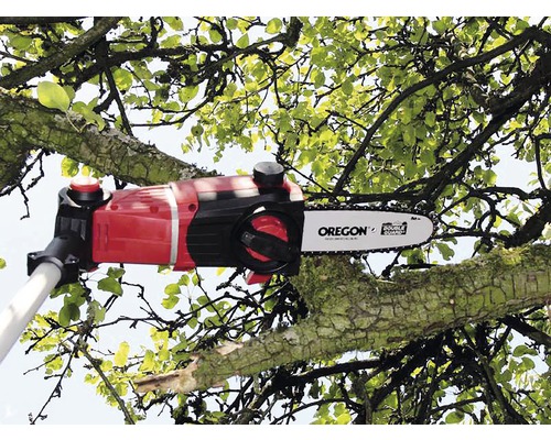 Telescopische kettingzaag bij het snoeien van een tak