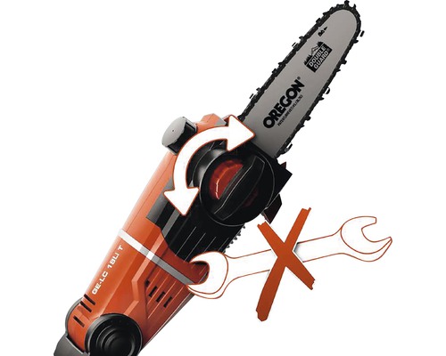 Kettingzaag, kettingwissel zonder gereedschap