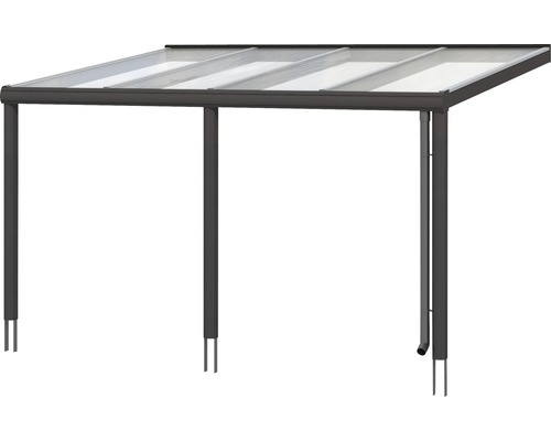 Terrasoverkapping met transparant dak en vier palen