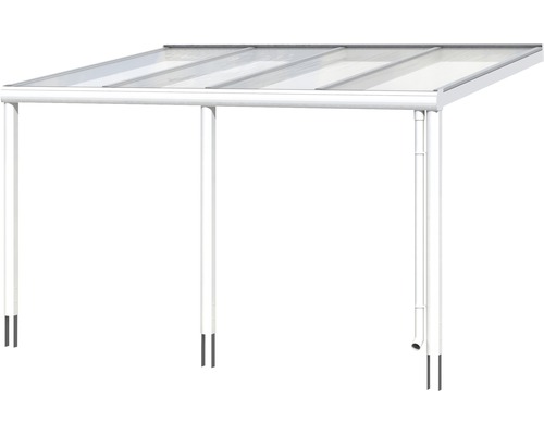 Overkapping met transparant dak en drainagesysteem