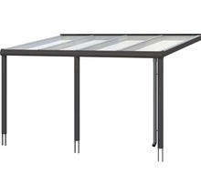 Terrasoverkapping met stalen frame en transparant dak