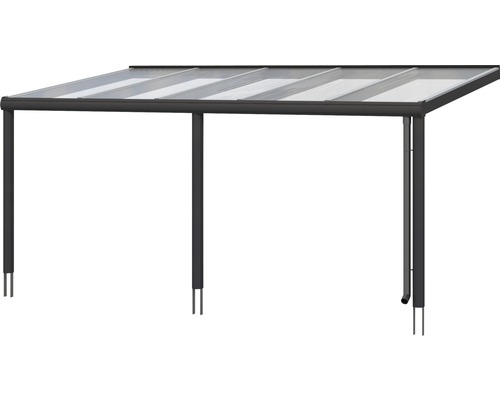 Carport met transparant dak en donker frame