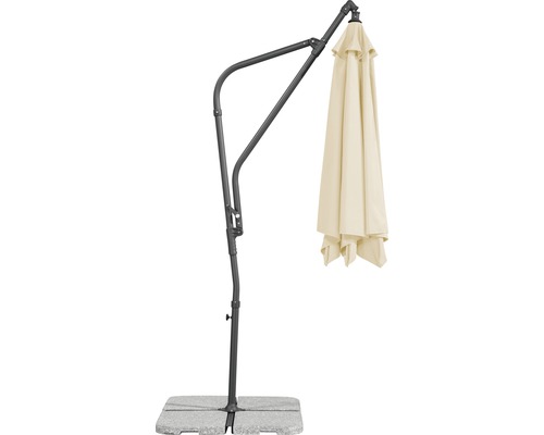 Vrijhangende parasol met parasolvoet