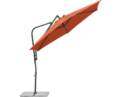 Vrijhangende parasol met betonnen voet