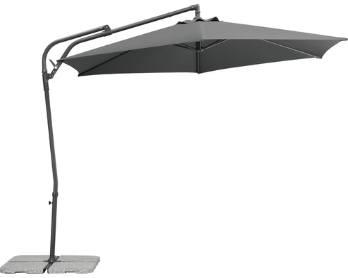 Vrijarmparasol met betonnen voet voor buiten