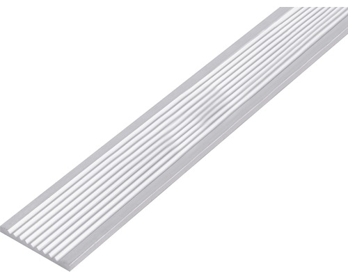 GAH.ALBERTS Platte stang geribbeld 30x3 mm aluminium blank, 100 cm Aluminium afwerkprofiel met groeven