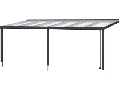 Vrijstaande terrasoverkapping van aluminium met transparante dakbedekking