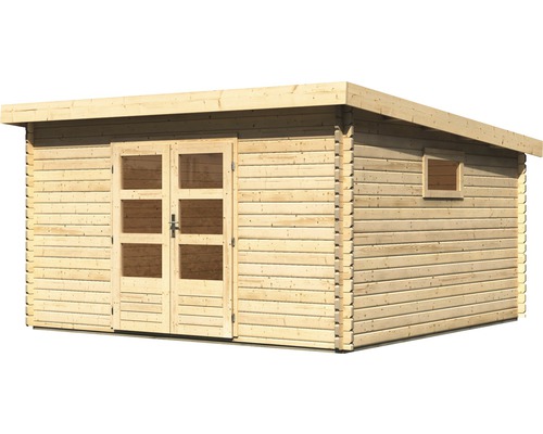 Houten tuinhuis met dubbele deur en raam