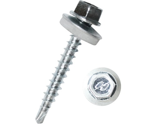 DRESSELHAUS Dakpanplaatschroef met afdichtring 6,3x32 mm aluminium verzinkt, 500 stuks Plaatschroef met afdichtring en zeskantkop
