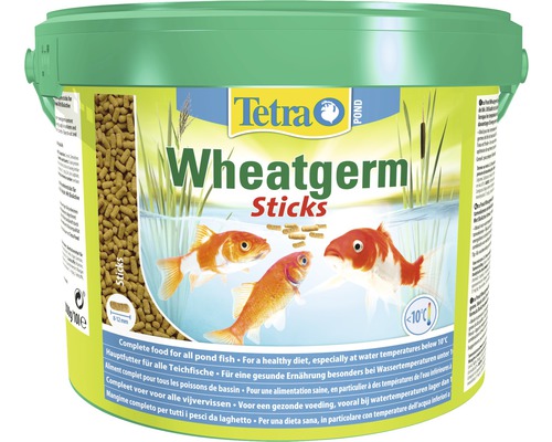 Tetra Pond Wheatgerm Sticks vijvervoer in een groene verpakking
