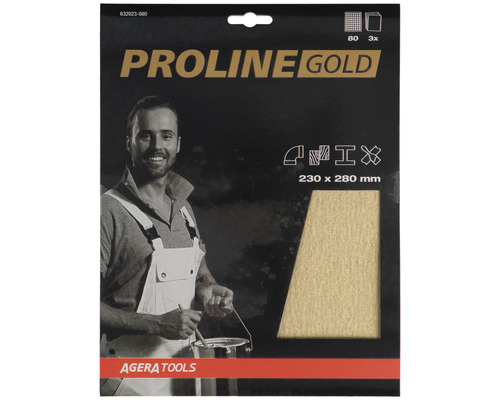 PROLINE GOLD Schuurpapier vellen P80 set Ă 3 stuks PROLINE GOLD Schuurpapier vellen P80 set Ă 3 stuks