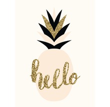 Illustratie van een ananas met het woord hallo.