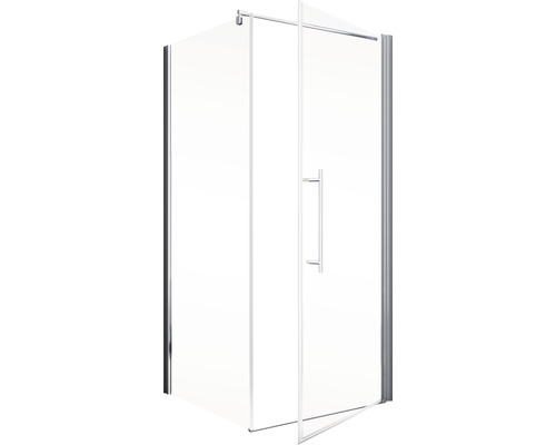 Hoekdouche met een deur en handgreep