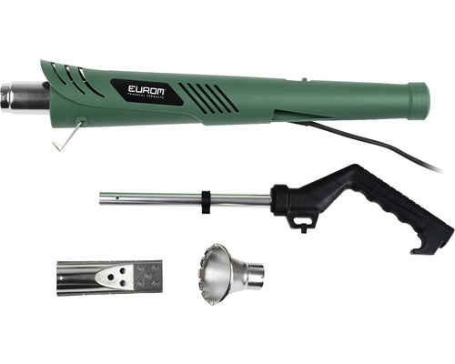 Heteluchtpistool met accessoires en Eurom Logo