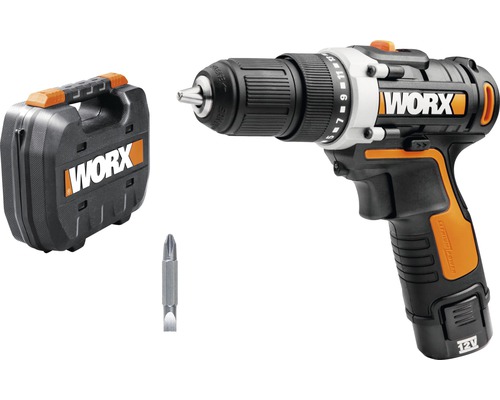 Accuboormachine met boor, transportkoffer en Worx logo