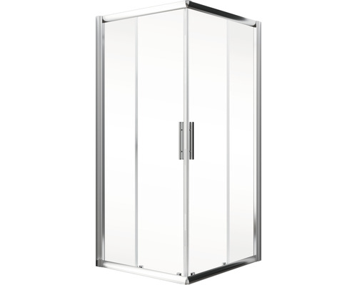 Hoekdouche met helder glas en twee deuren