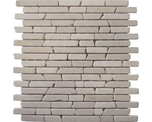 Mozaïektegel natuursteen Biancone slim brick 30,5x30,5 cm