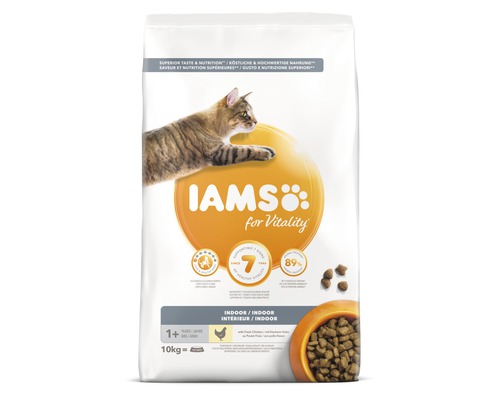 Iams for Vitality Indoor kattenvoer met verse kip in verpakking van 10 kilogram