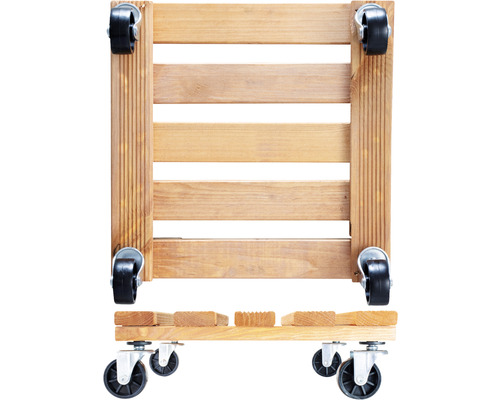 Plantenroller van hout met wielen