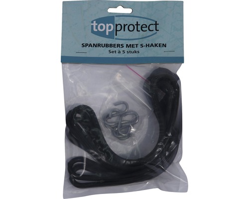 Set van vijf spanrubbers met haken