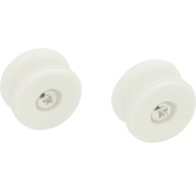 Twee witte porseleinen knoppen met schroef