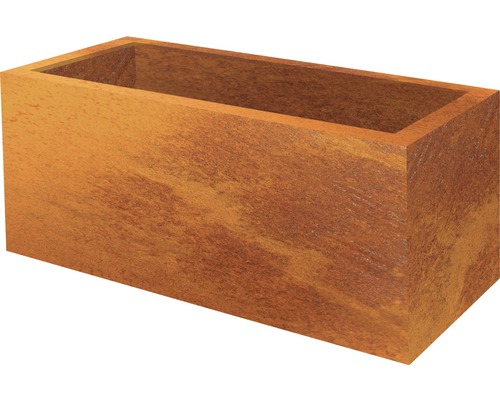 Rechthoekige plantenbak van materiaal met roestlook