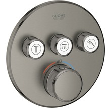 Grohe logo. Opbouwthermostaatkraan met temperatuurregelaar en functieknopen.