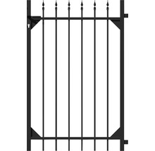 Metalen tuinpoort met verticale staven en punten