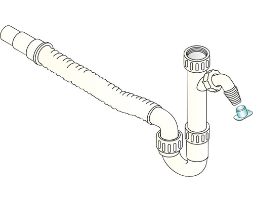 Sifon met flexibele slang en aansluiting voor vaatwasser of wasmachine