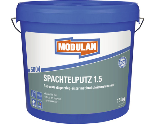 MODULAN 5004 Spachtelputz korrelgrootte 1,5 mm 15 kg Emmer Spachtelputz 1.5 van Modulan, 15 kilogram