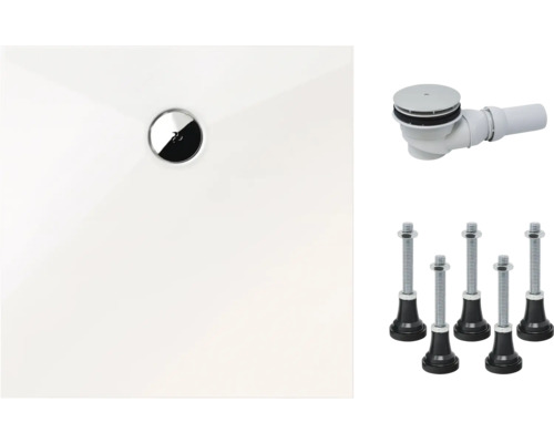 SCHULTE Douchebak ExpressPlus Plan alpinwit vierkant 90x90x3,5 cm Douche-element met afvoergarnituur en poten